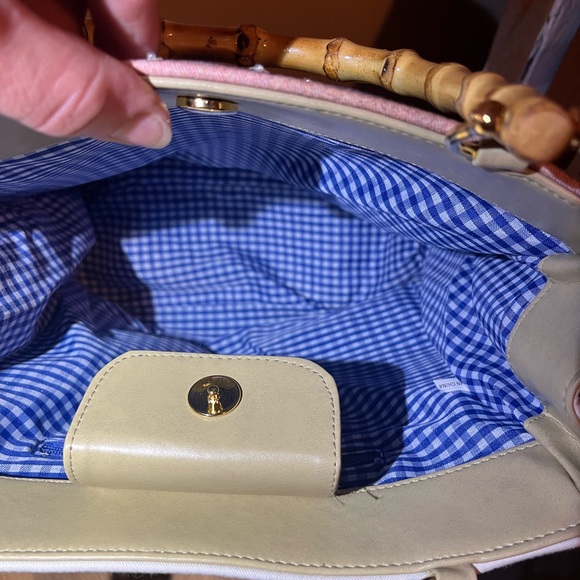 Vintage unused beaded elephant tote bamboo handles - Picture 5 of 9